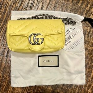 Gucci Yellow Quilted Leather Chain Bag